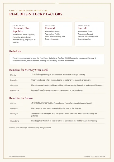 Remedies and lucky factors: report page